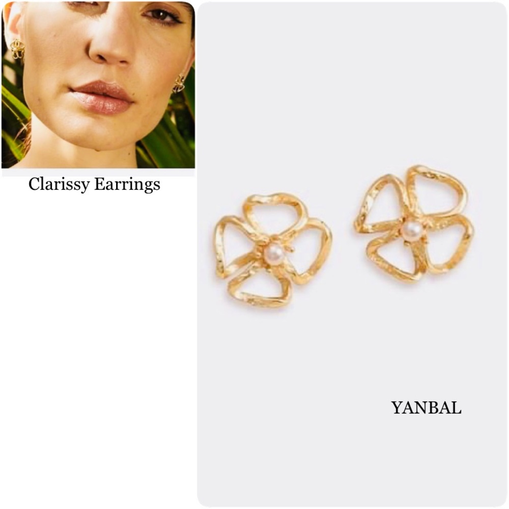 24k Gold-Plated Post Earrings By Yanbal - Aretes Joyas Para Mujer
